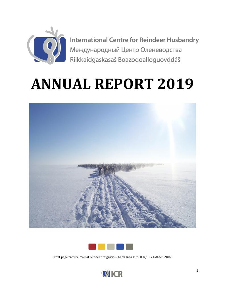 Forsiden av dokumentet Årsrapport Internasjonalt Reindriftssenter 2019