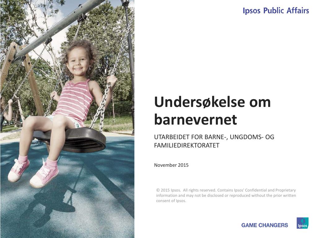 Forsiden av dokumentet Undersøkelse om barnevernet. Utarbeidet for Barne-, ungdoms- og familiedirektoratet.