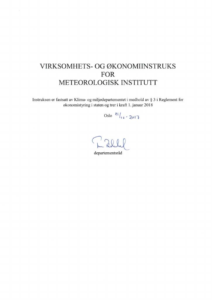 Forsiden av dokumentet Instruks Meteorologisk institutt 2018