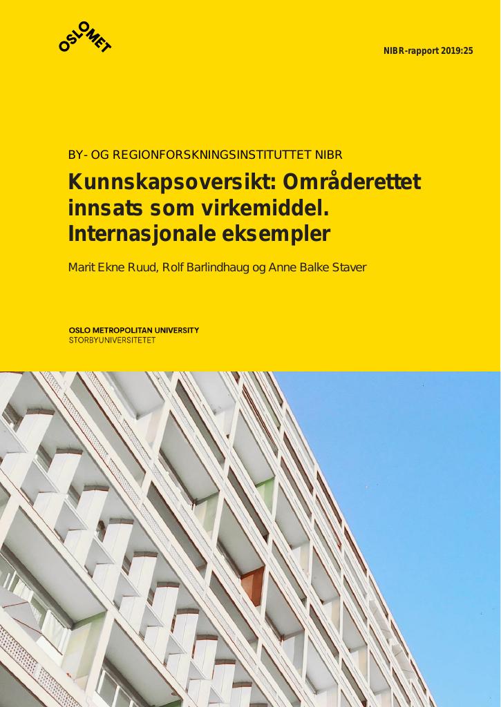 Forsiden av dokumentet Kunnskapsoversikt: Områderettet innsats som virkemiddel. Internasjonale eksempler