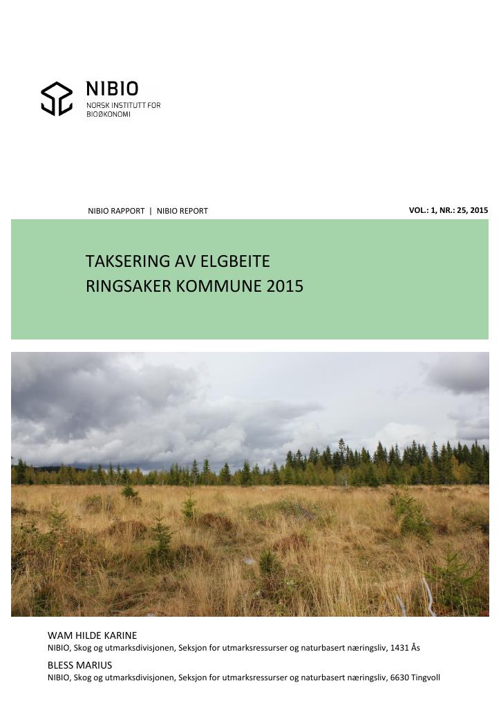 Forsiden av dokumentet Taksering av elgbeite. Ringsaker kommune 2015