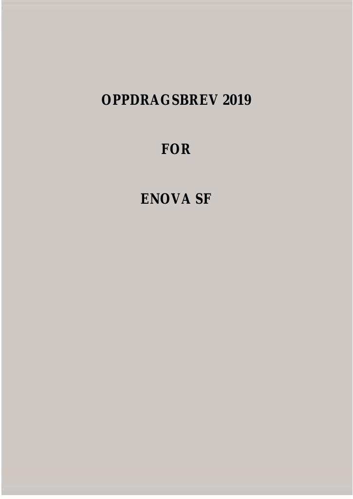 Forsiden av dokumentet Oppdragsbrev Enova SF 2019