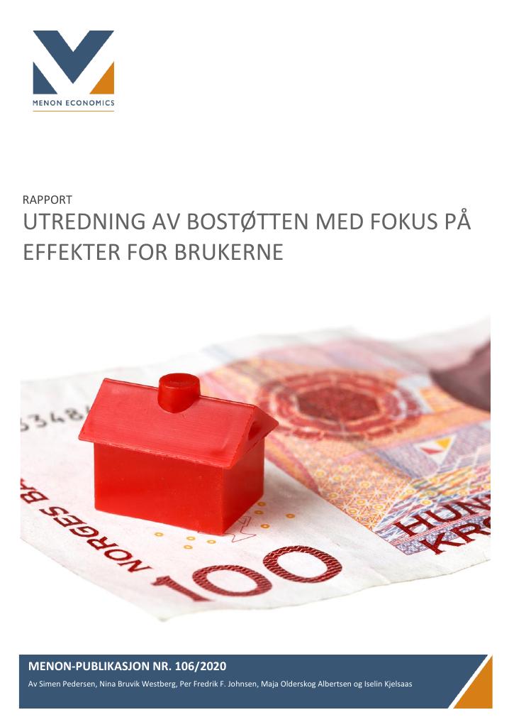 Forsiden av dokumentet Utredning av bostøtten med fokus på effekter for brukerne