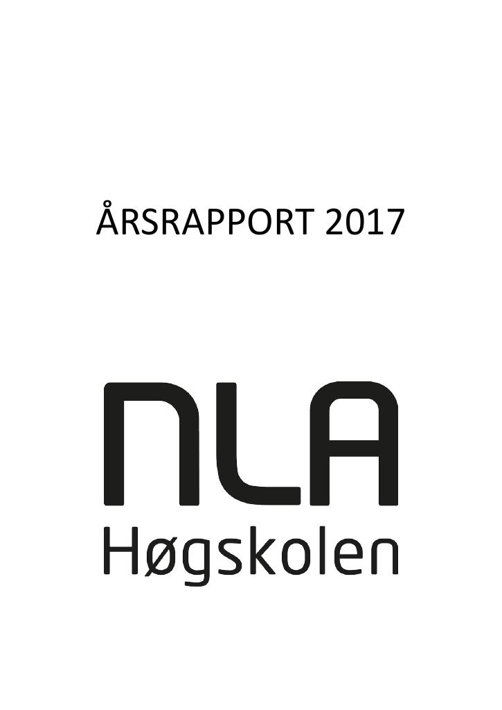 Forsiden av dokumentet Årsrapport NLA Høgskolen 2017