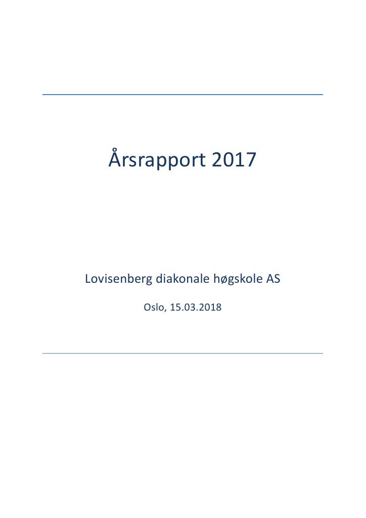 Forsiden av dokumentet Årsrapport Lovisenberg diakonale høgskole 2017