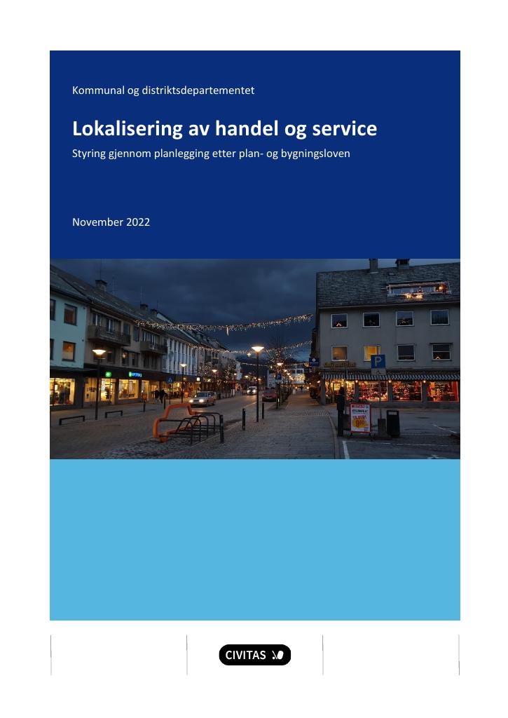 Forsiden av dokumentet Lokalisering av handel og service