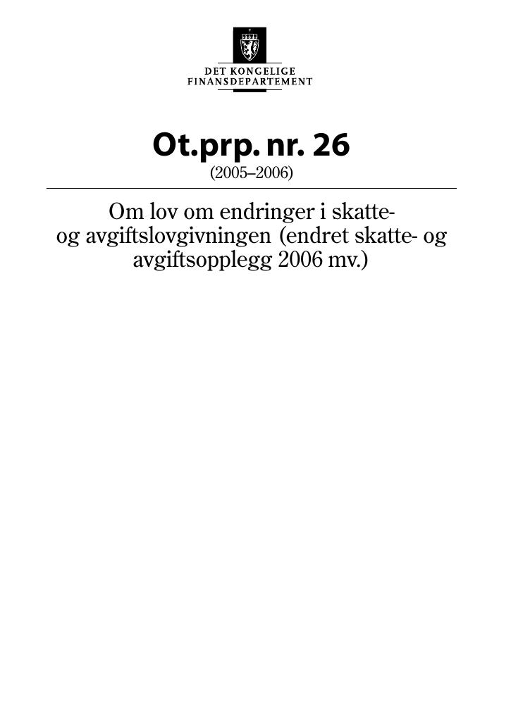 Forsiden av dokumentet Ot.prp. nr. 26 (2005-2006)