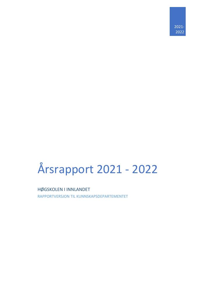Forsiden av dokumentet Årsrapport Høgskolen i Innlandet 2021