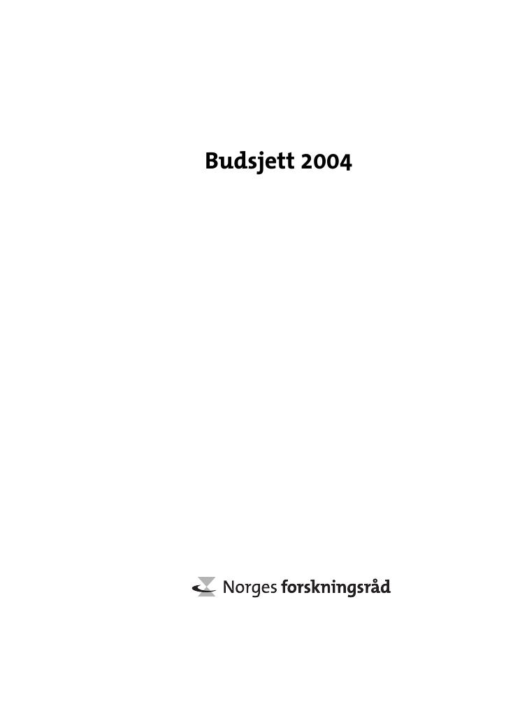 Forsiden av dokumentet Budsjett 2004 - Forskningsrådet