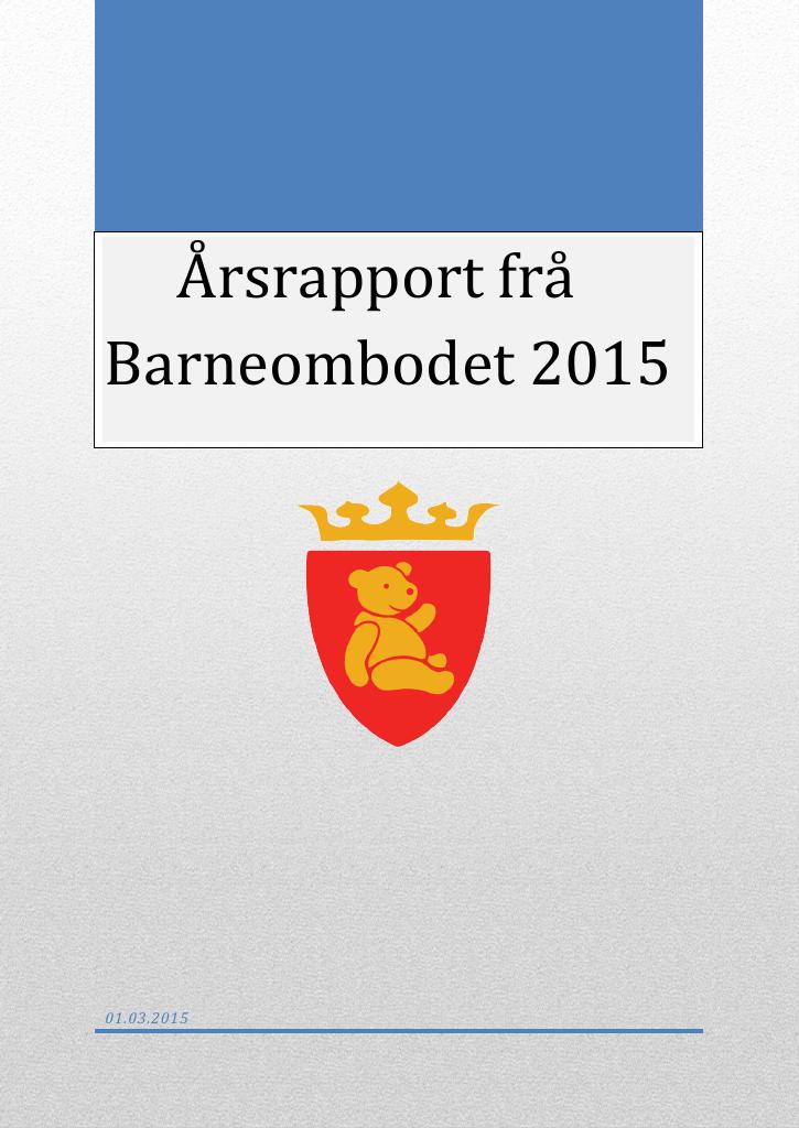 Forsiden av dokumentet Årsrapport Barneombudet 2015