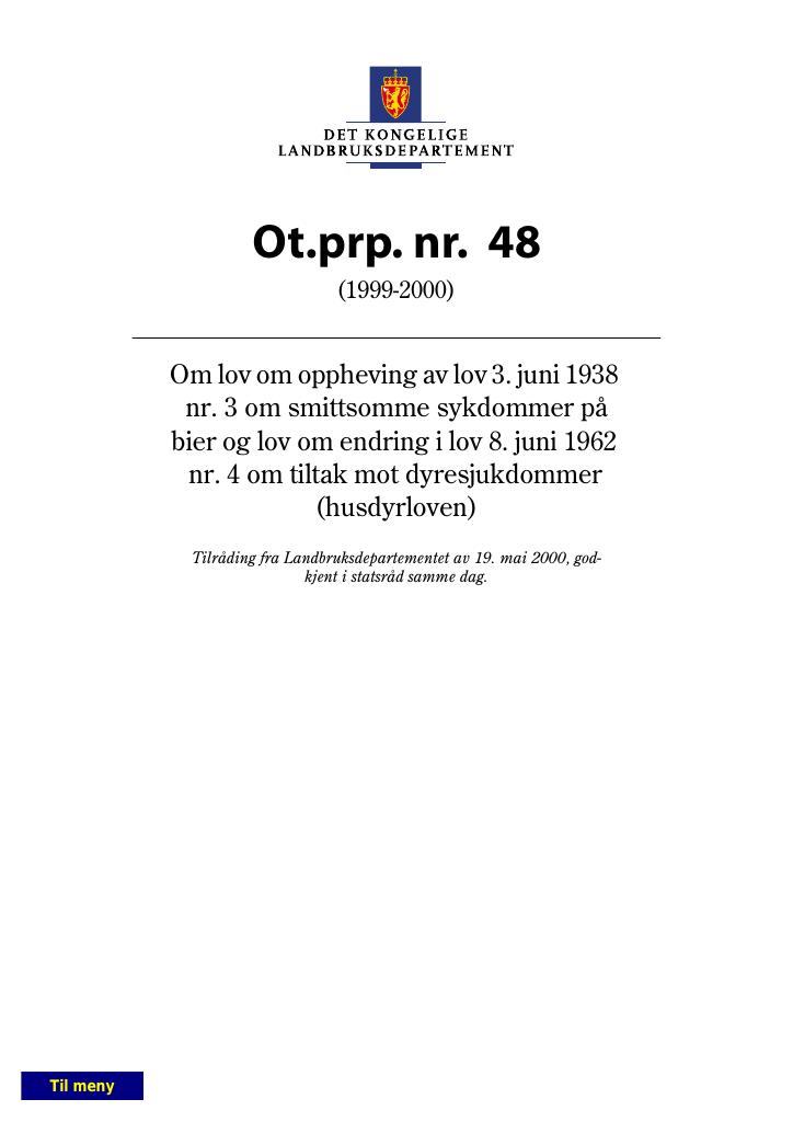 Forsiden av dokumentet Ot.prp. nr. 48 (1999-2000)