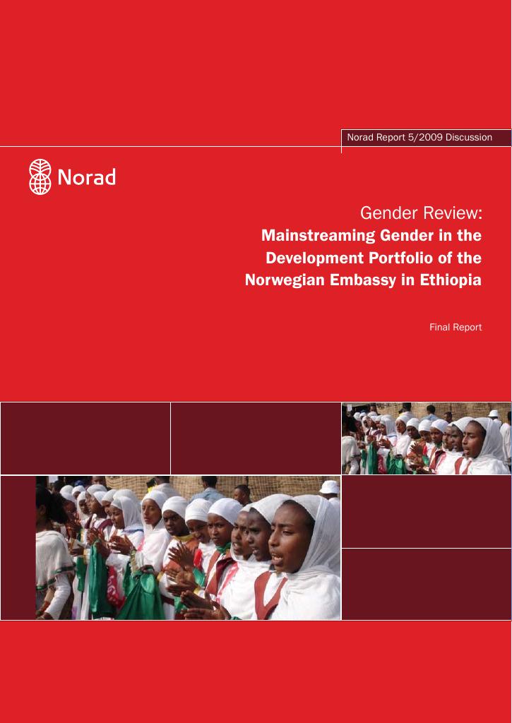 Forsiden av dokumentet Gender Review: Mainstreaming Gender in the Development Portfolio of the Norwegian Embassy in Ethiopia