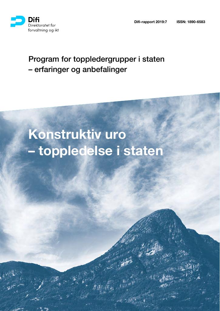 Forsiden av dokumentet Program for toppledergrupper i staten – erfaringer og anbefalinger