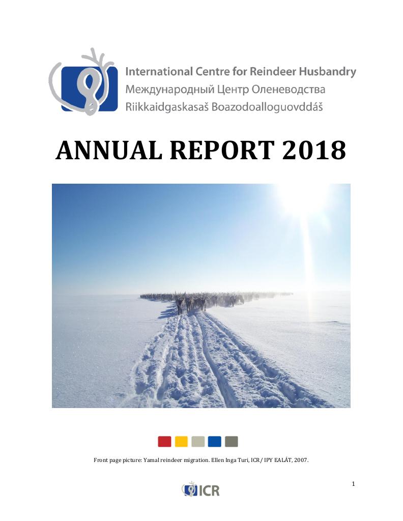 Forsiden av dokumentet Årsrapport Internasjonalt Reindriftssenter 2018
