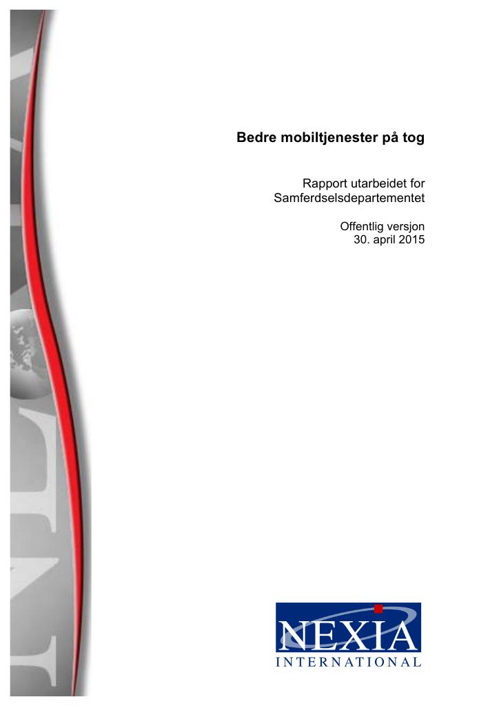 Forsiden av dokumentet Bedre mobiltjenester på tog