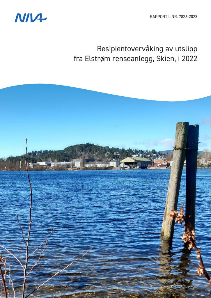 Forsiden av dokumentet Resipientovervåking av utslipp fra Elstrøm renseanlegg, Skien, i 2022
