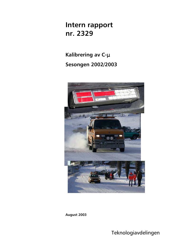 Forsiden av dokumentet Kalibrering av Cµ. Sesongen 2002/2003