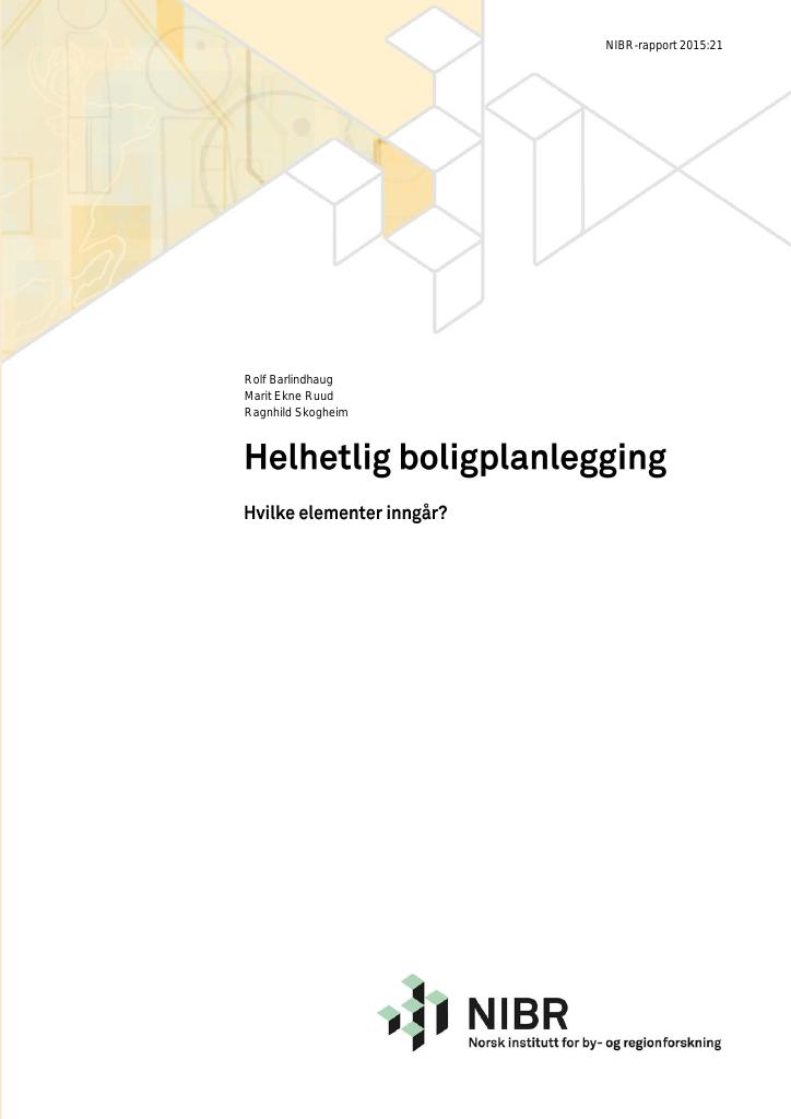 Forsiden av dokumentet Helhetlig boligplanlegging