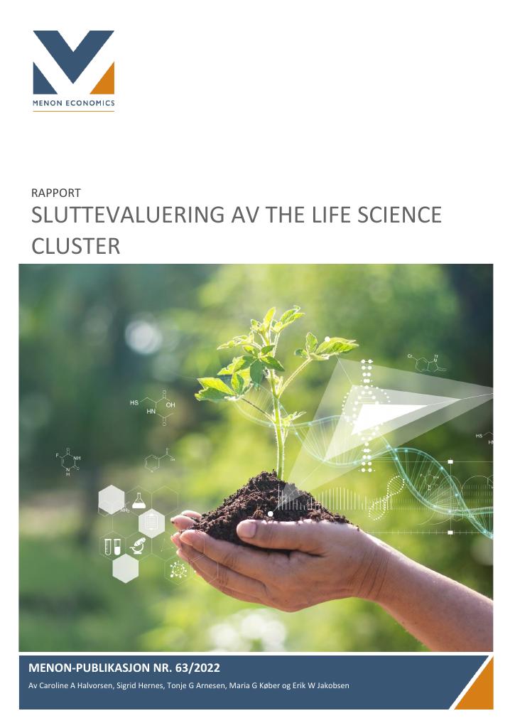 Forsiden av dokumentet Sluttevaluering av the life science cluster