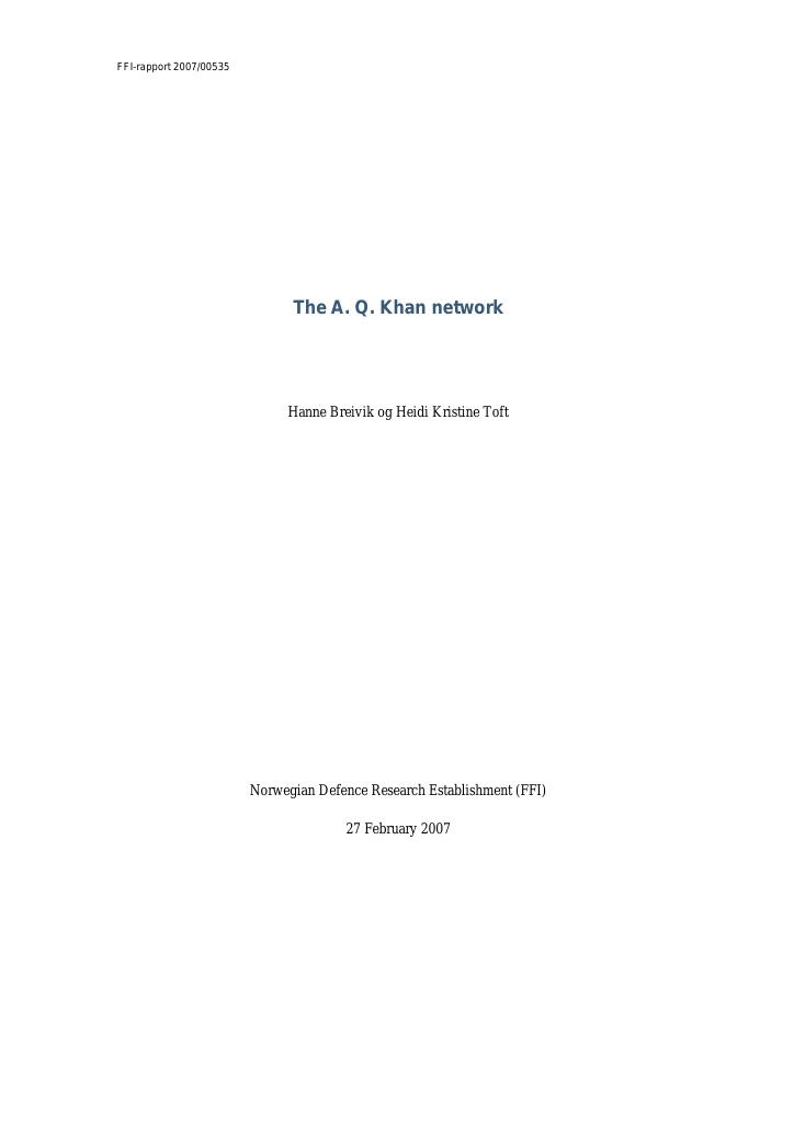 Forsiden av dokumentet The A.Q. Khan network