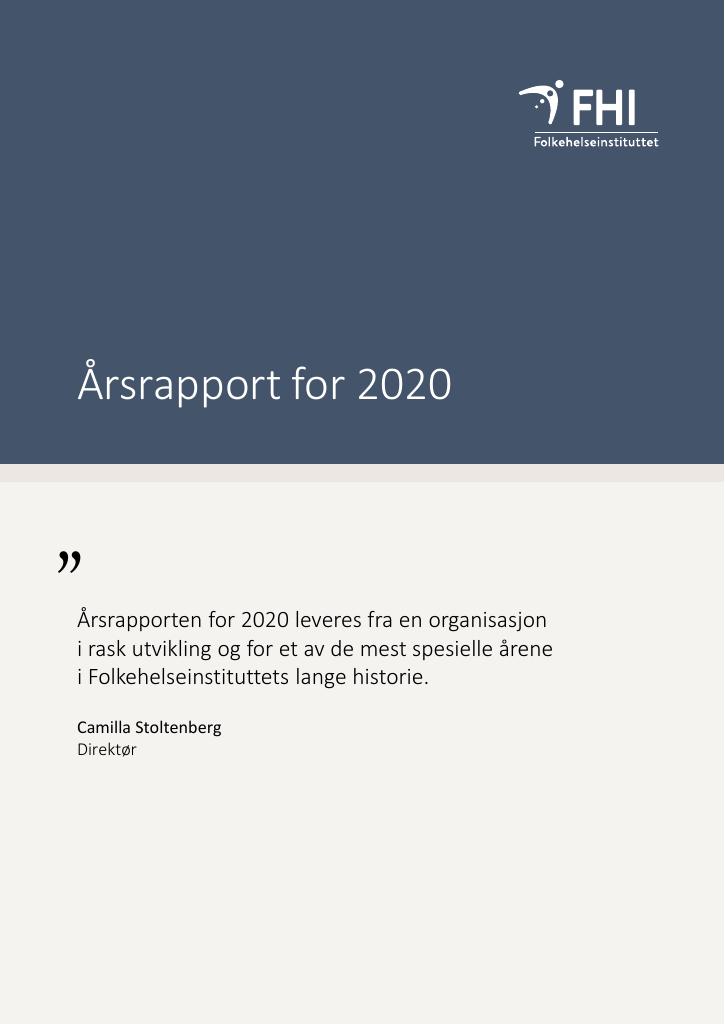 Forsiden av dokumentet Årsrapport Folkehelseinstituttet 2020