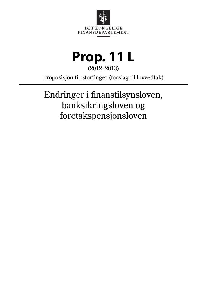 Forsiden av dokumentet Prop. 11 L (2012–2013)