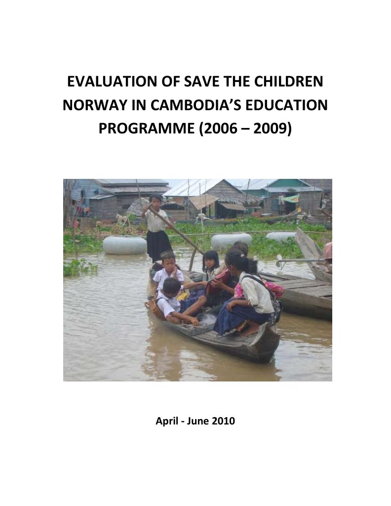 Forsiden av dokumentet Evaluation of Save the Children Norway in Cambodia's Education Programme (2006 - 2009)