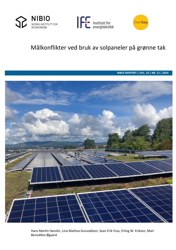 Forsiden av dokumentet Målkonflikter ved bruk av solpaneler på grønne tak