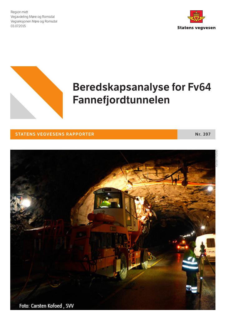 Forsiden av dokumentet Beredskapsanlyse for Fv64 Fannefjordtunnelen