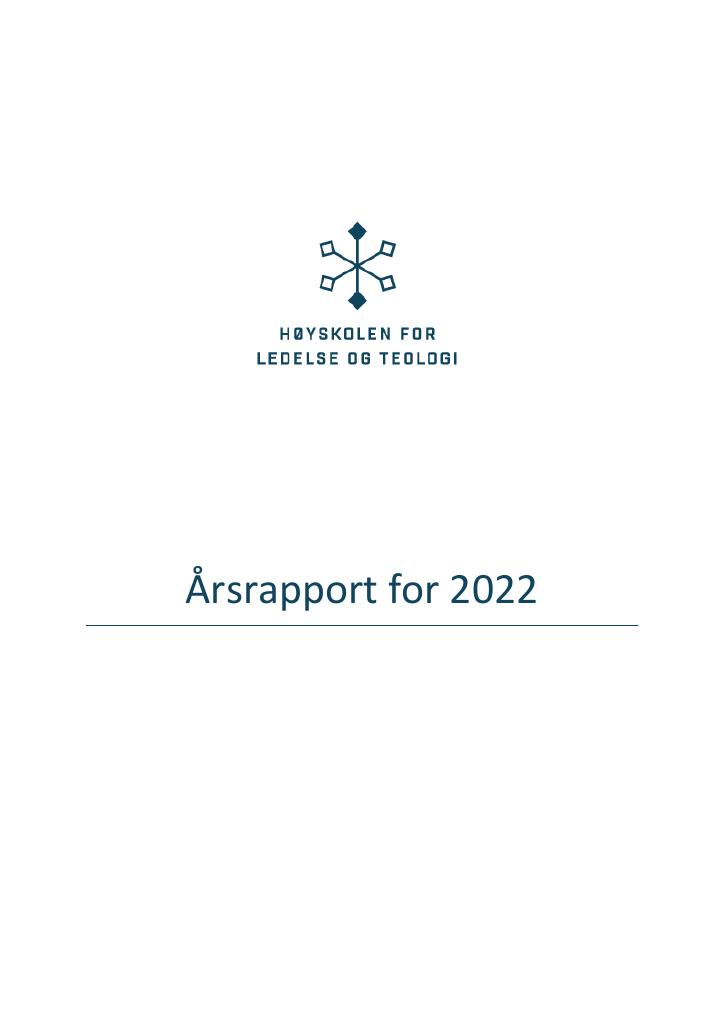 Forsiden av dokumentet Årsrapport Høyskolen for ledelse og teologi 2022