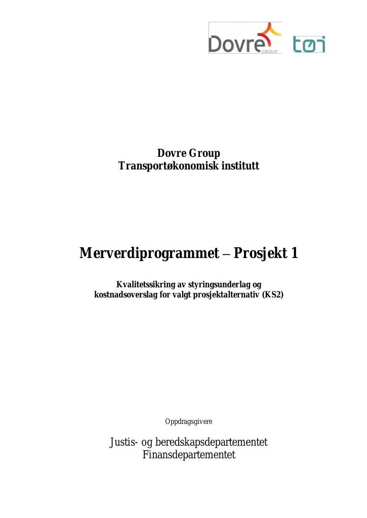 Forsiden av dokumentet Merverdiprogrammet – Prosjekt 1