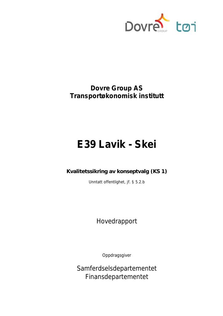 Forsiden av dokumentet E39 Lavik - Skei