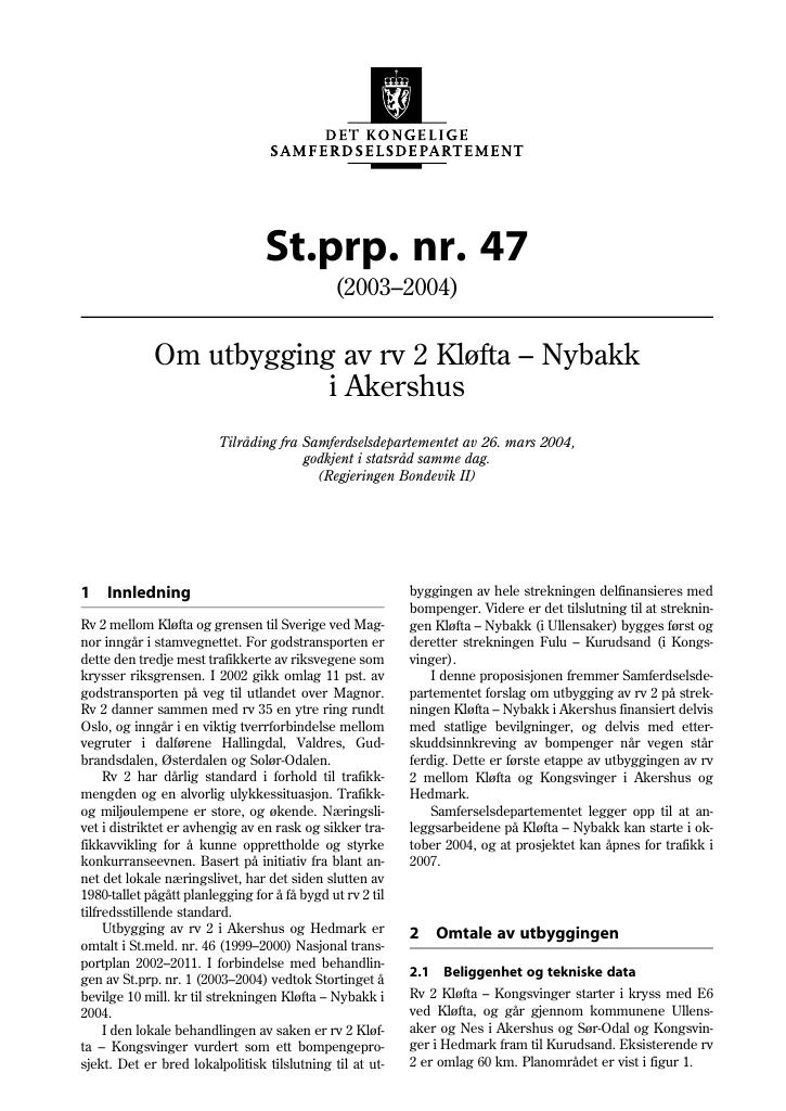 Forsiden av dokumentet St.prp. nr. 47 (2003-2004)