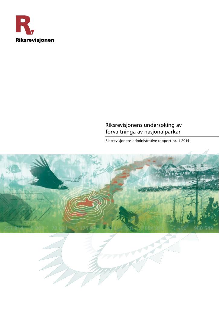 Forsiden av dokumentet Riksrevisjonens undersøking av forvaltninga av nasjonalparkar