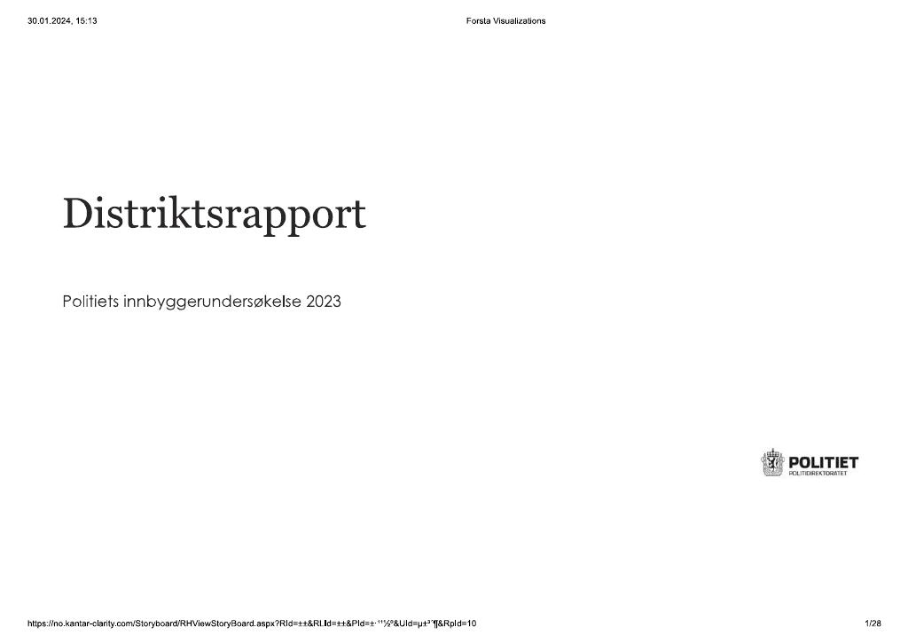 Forsiden av dokumentet Politiets innbyggerundersøkelse 2023 - distriktsrapport