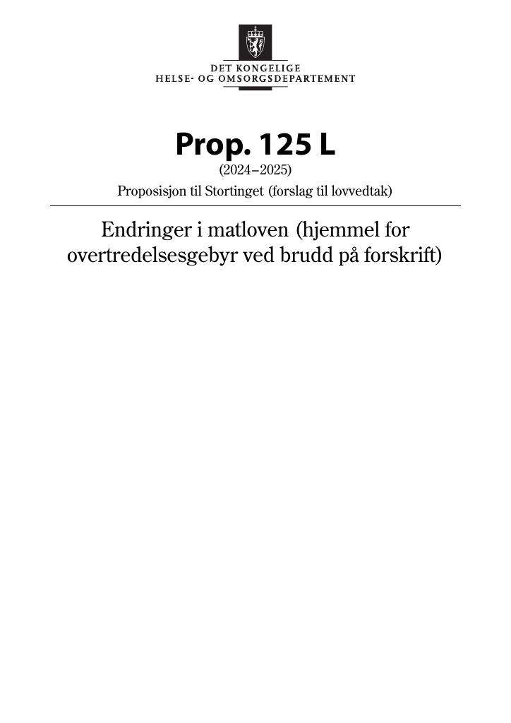 Forsiden av dokumentet Prop. 125 L (2024–2025)