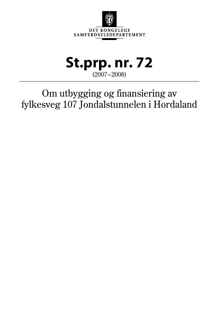 Forsiden av dokumentet St.prp. nr. 72 (2007-2008)