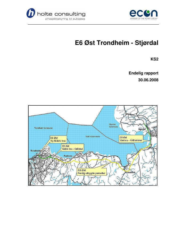 Forsiden av dokumentet E6 Øst - Trondheim - Stjørdal