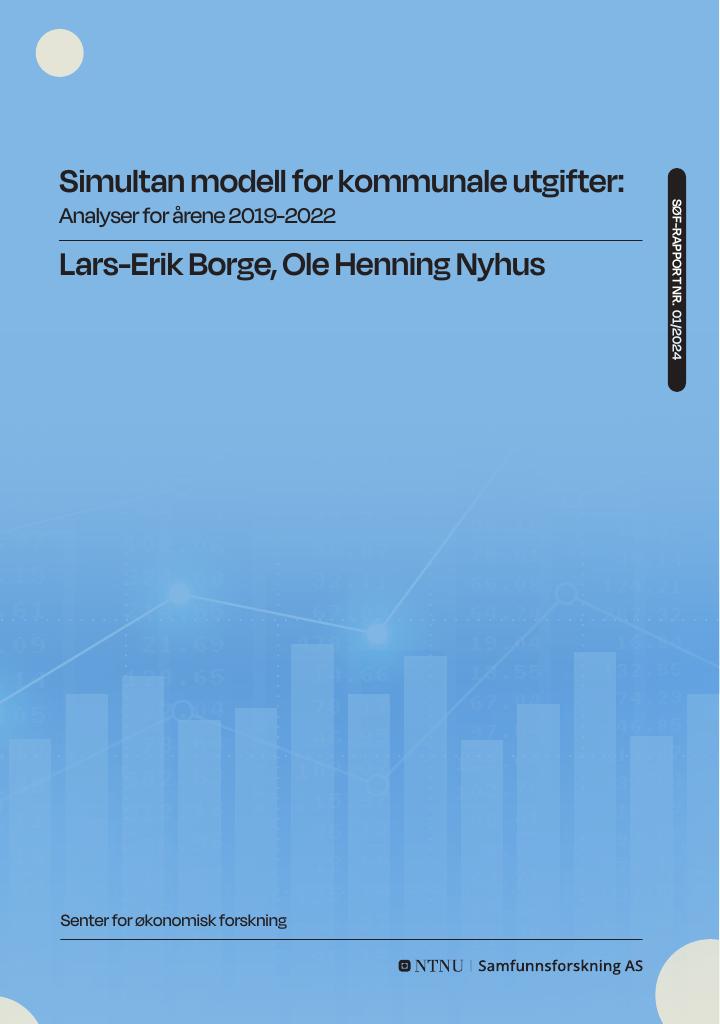 Forsiden av dokumentet Simultan modell for kommunale utgifter. Analyser for årene 2019-2022.