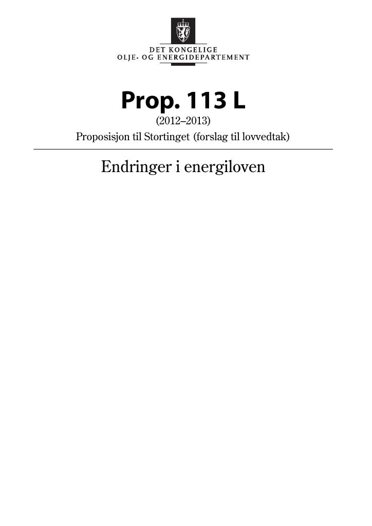 Forsiden av dokumentet Prop. 113 L (2012–2013)