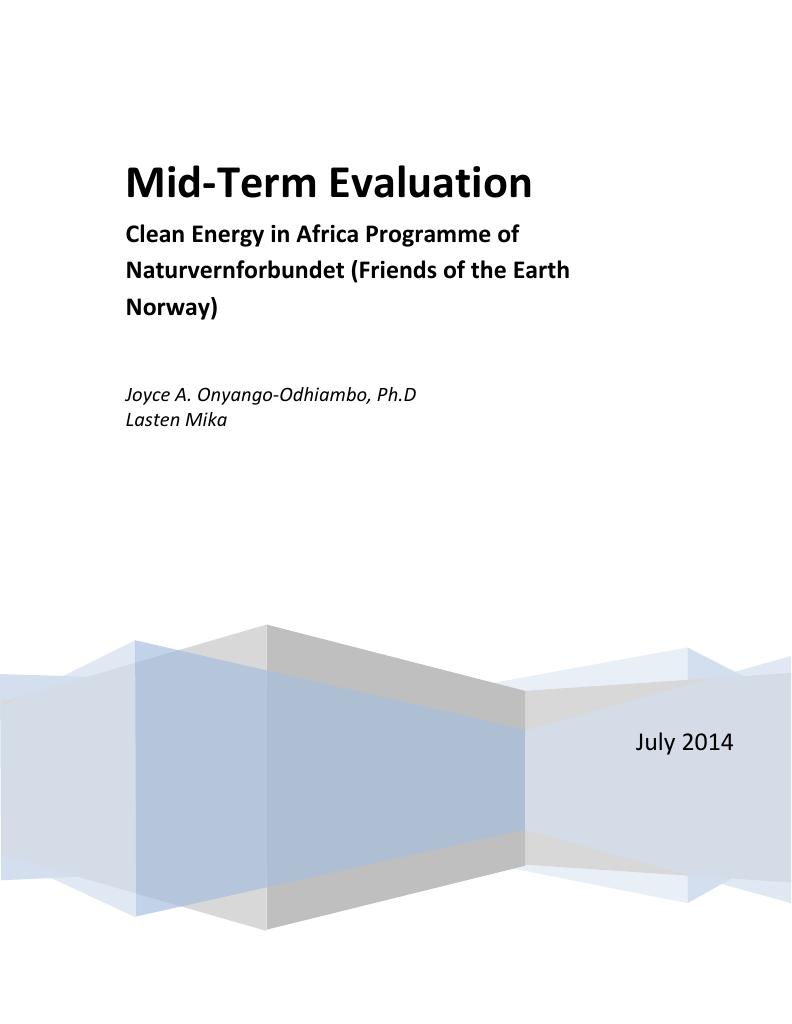 Forsiden av dokumentet Mid-Term Evaluation of the Clean Energy in Africa Programme of Naturvernforbundet (Friends of the Earth Norway)