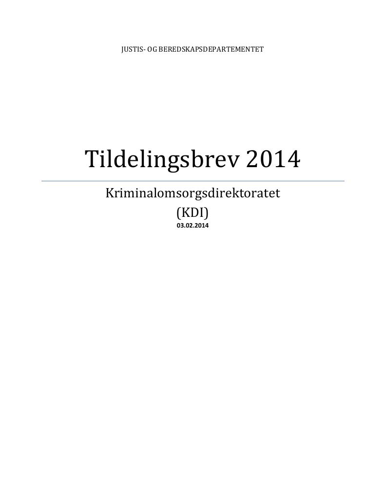 Forsiden av dokumentet Tildelingsbrev (PDF)