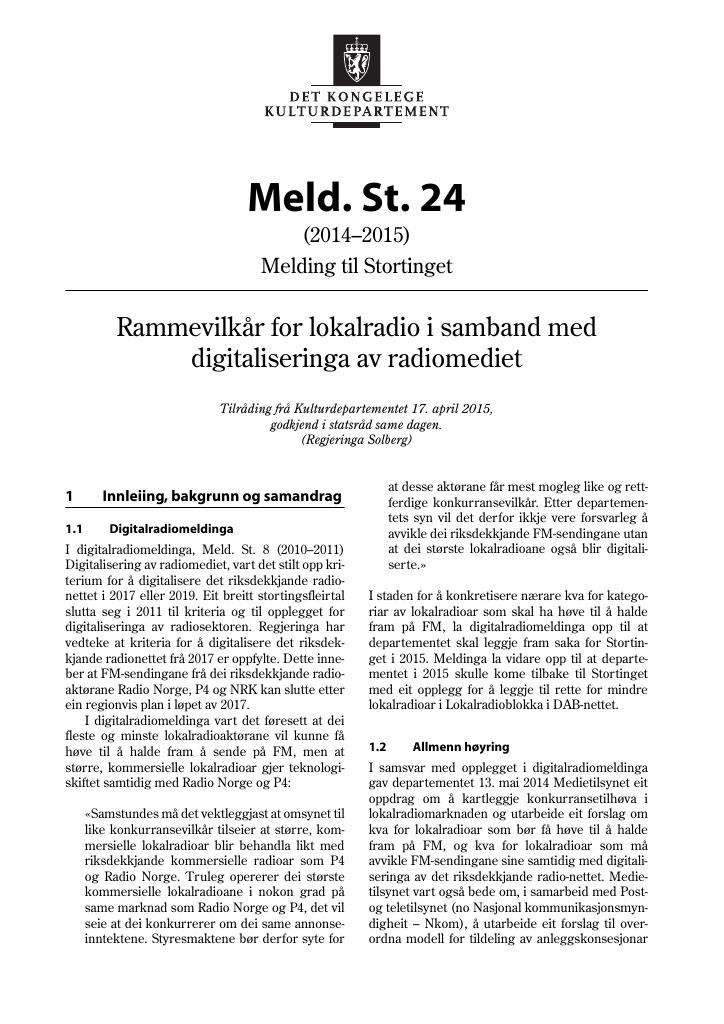 Forsiden av dokumentet Meld. St. 24 (2014-2015)