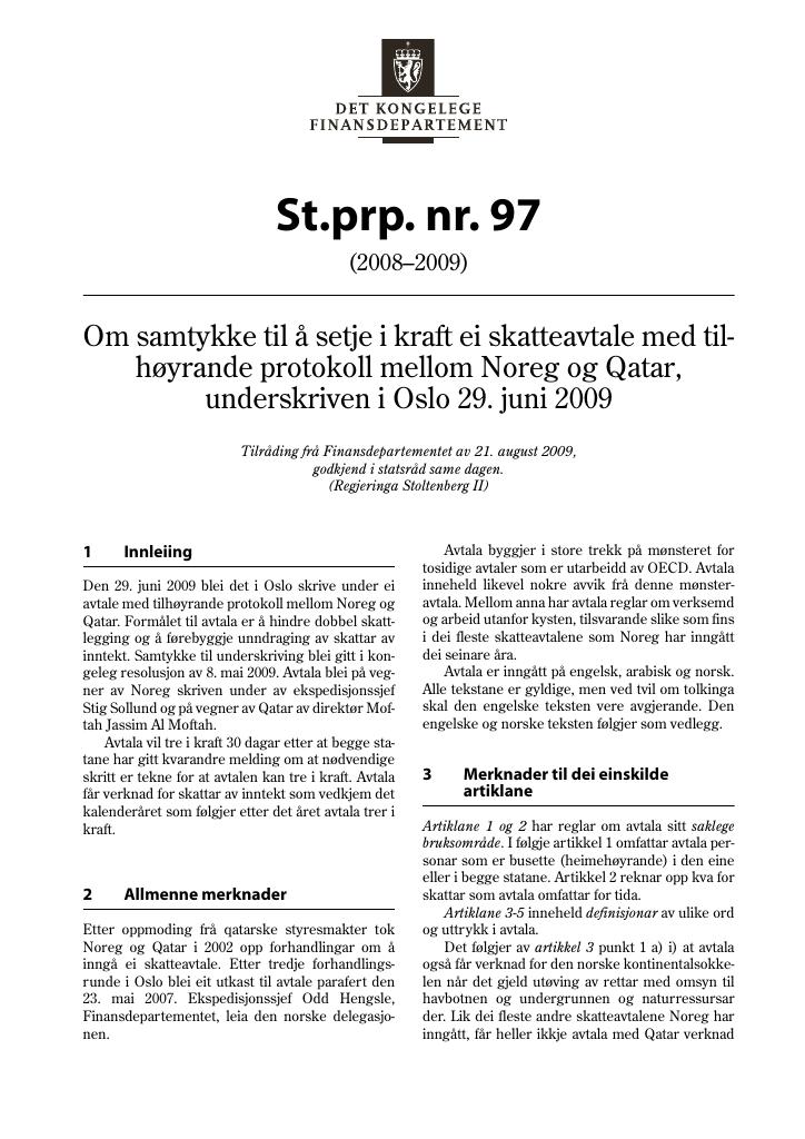 Forsiden av dokumentet St.prp. nr. 97 (2008-2009)