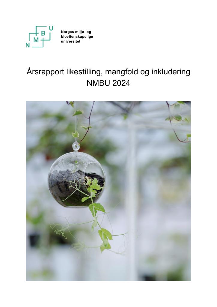 Forsiden av dokumentet Årsrapport likestilling, mangfold og inkludering NMBU 2024