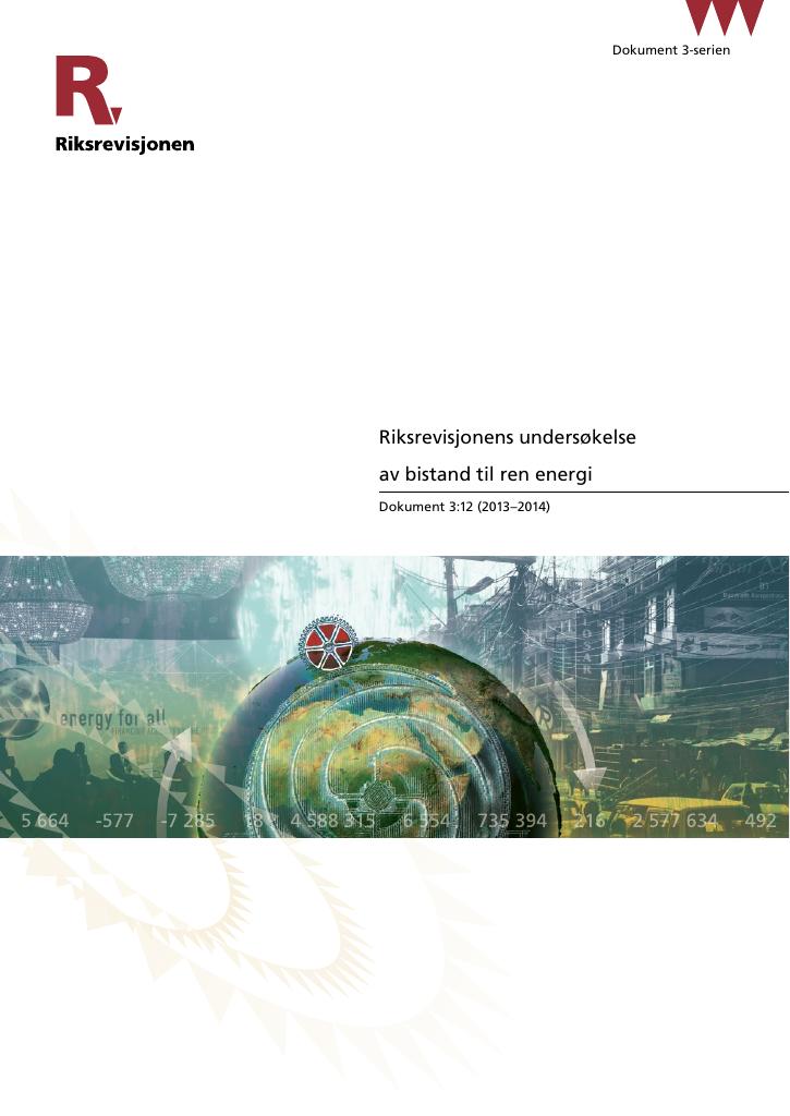 Forsiden av dokumentet Riksrevisjonens undersøkelse av bistand til ren energi