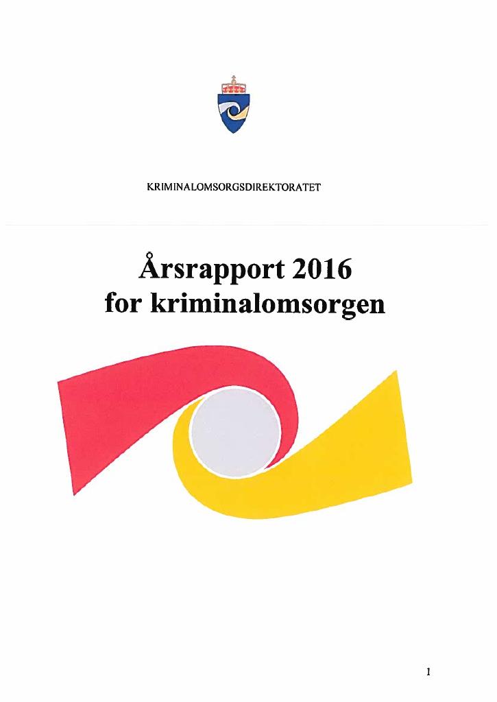 Forsiden av dokumentet Årsrapport Kriminalomsorgen 2016