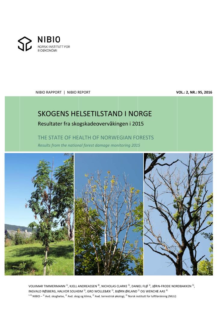Forsiden av dokumentet Skogens helsetilstand i Norge. Resultater fra skogskadeovervåkingen i 2015