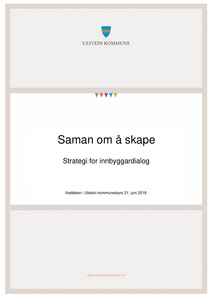 Forsiden av dokumentet Saman om å skape - Strategi for innbyggardialog
