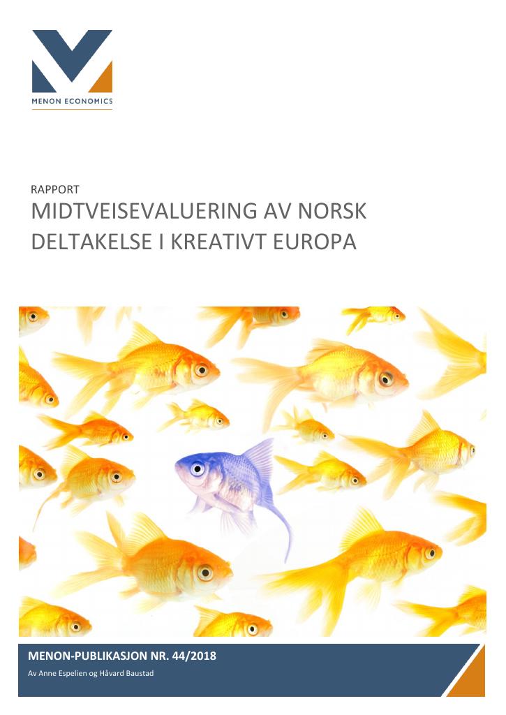 Forsiden av dokumentet Midtveisevaluering av norsk deltakelse i Kreativt Europa